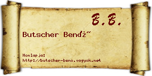 Butscher Benő névjegykártya